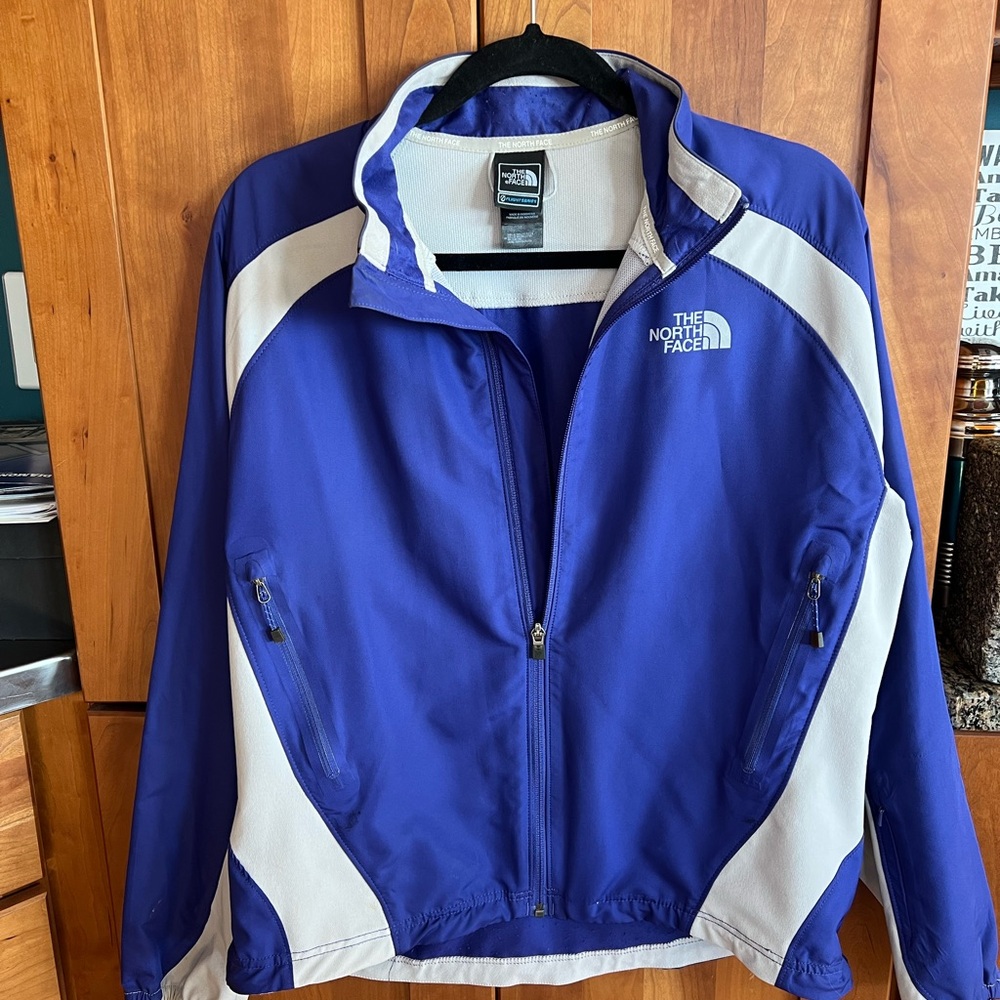 The North Face Blue and White Jacket Lightweight Wind-Resistant